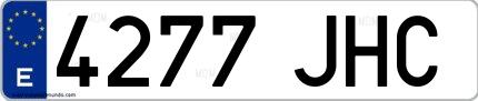 Ejemplo de matrícula española 4277 JHC