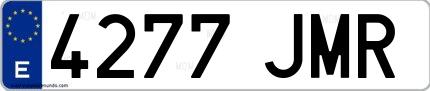 Ejemplo de matrícula española 4277 JMR