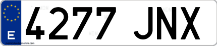 Ejemplo de matrícula de coche ordinaria 4277 JNX