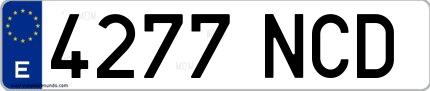 Ejemplo de matrícula española 4277 NCD