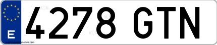Ejemplo de matrícula española 4278 GTN