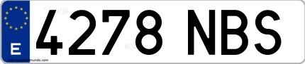 Ejemplo de matrícula española 4278 NBS