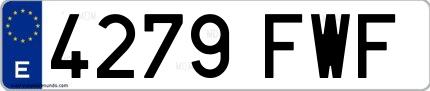 Ejemplo de matrícula española 4279 FWF
