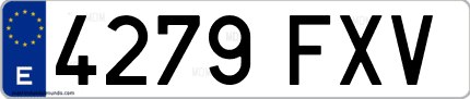 Ejemplo de matrícula de coche ordinaria 4279 FXV