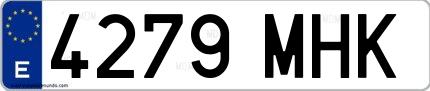 Ejemplo de matrícula española 4279 MHK