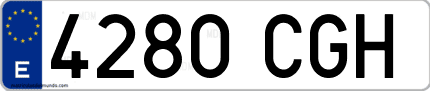 Ejemplo de matrícula de coche ordinaria 4280 CGH