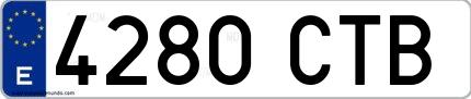 Ejemplo de matrícula española 4280 CTB