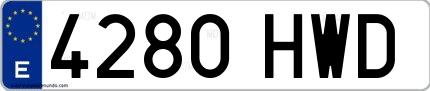 Ejemplo de matrícula española 4280 HWD