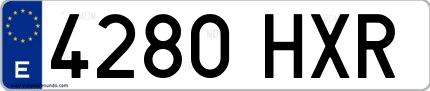Ejemplo de matrícula española 4280 HXR