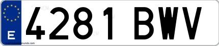 Ejemplo de matrícula española 4281 BWV
