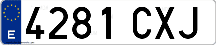 Ejemplo de matrícula de coche ordinaria 4281 CXJ