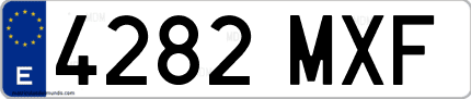 Ejemplo de matrícula de coche ordinaria 4282 MXF