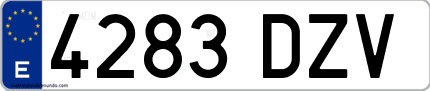 Ejemplo de matrícula de coche ordinaria 4283 DZV