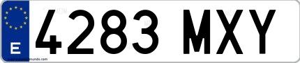 Ejemplo de matrícula española 4283 MXY