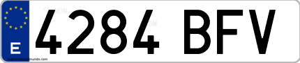 Ejemplo de matrícula de coche ordinaria 4284 BFV