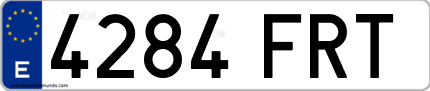 Ejemplo de matrícula de coche ordinaria 4284 FRT
