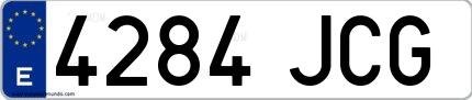 Ejemplo de matrícula española 4284 JCG