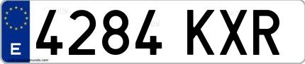Ejemplo de matrícula de coche ordinaria 4284 KXR