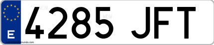 Ejemplo de matrícula de coche ordinaria 4285 JFT