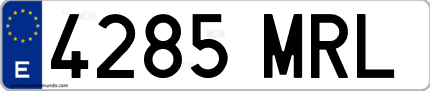 Ejemplo de matrícula de coche ordinaria 4285 MRL