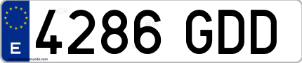 Ejemplo de matrícula de coche ordinaria 4286 GDD