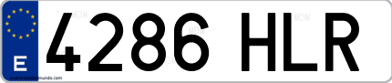 Ejemplo de matrícula de coche ordinaria 4286 HLR