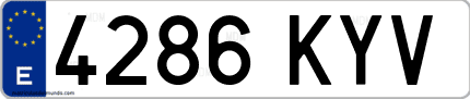 Ejemplo de matrícula de coche ordinaria 4286 KYV