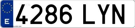 Ejemplo de matrícula española 4286 LYN