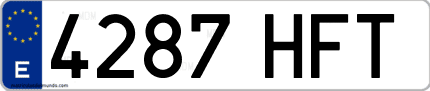 Ejemplo de matrícula de coche ordinaria 4287 HFT