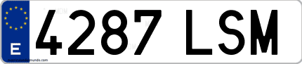 Ejemplo de matrícula de coche ordinaria 4287 LSM