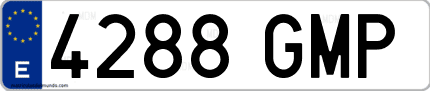 Ejemplo de matrícula de coche ordinaria 4288 GMP