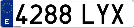 Ejemplo de matrícula española 4288 LYX