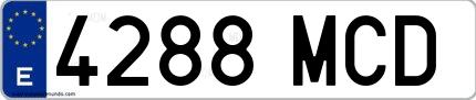 Ejemplo de matrícula española 4288 MCD