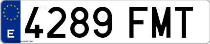 Ejemplo de matrícula española 4289 FMT