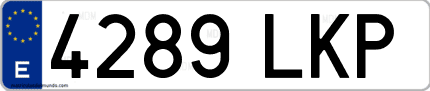 Ejemplo de matrícula de coche ordinaria 4289 LKP