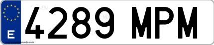 Ejemplo de matrícula española 4289 MPM