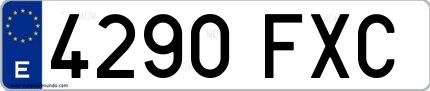 Ejemplo de matrícula española 4290 FXC