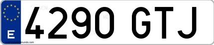 Ejemplo de matrícula española 4290 GTJ
