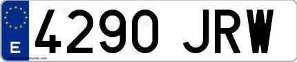 Ejemplo de matrícula española 4290 JRW