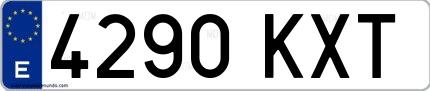 Ejemplo de matrícula española 4290 KXT