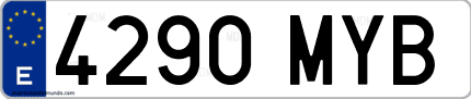 Ejemplo de matrícula de coche ordinaria 4290 MYB