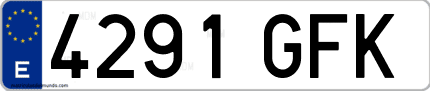 Ejemplo de matrícula de coche ordinaria 4291 GFK