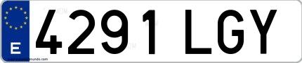 Ejemplo de matrícula española 4291 LGY