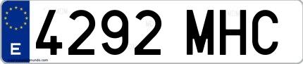Ejemplo de matrícula de coche ordinaria 4292 MHC