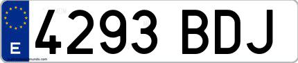 Ejemplo de matrícula española 4293 BDJ