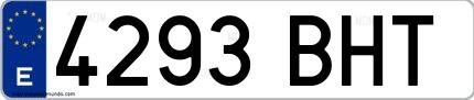 Ejemplo de matrícula española 4293 BHT
