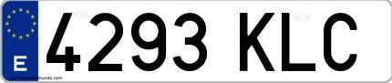 Ejemplo de matrícula española 4293 KLC