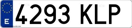 Ejemplo de matrícula española 4293 KLP