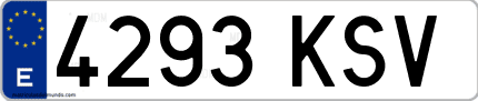 Ejemplo de matrícula de coche ordinaria 4293 KSV