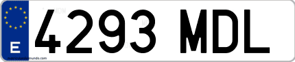 Ejemplo de matrícula de coche ordinaria 4293 MDL